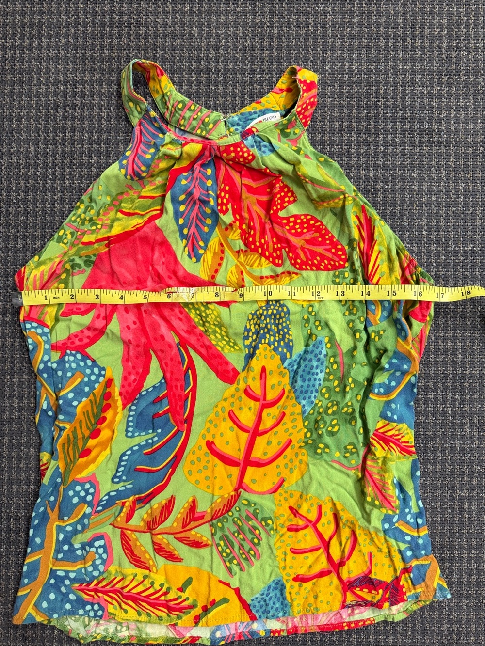 Christian Siriano Multicolor Tropical Leaf Tank Top - Green, Yellow, Red, Blue - Picture 3 of 8